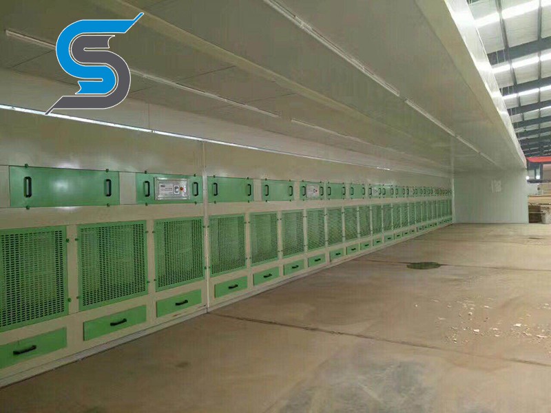 Dry paint mist treatment cabinet